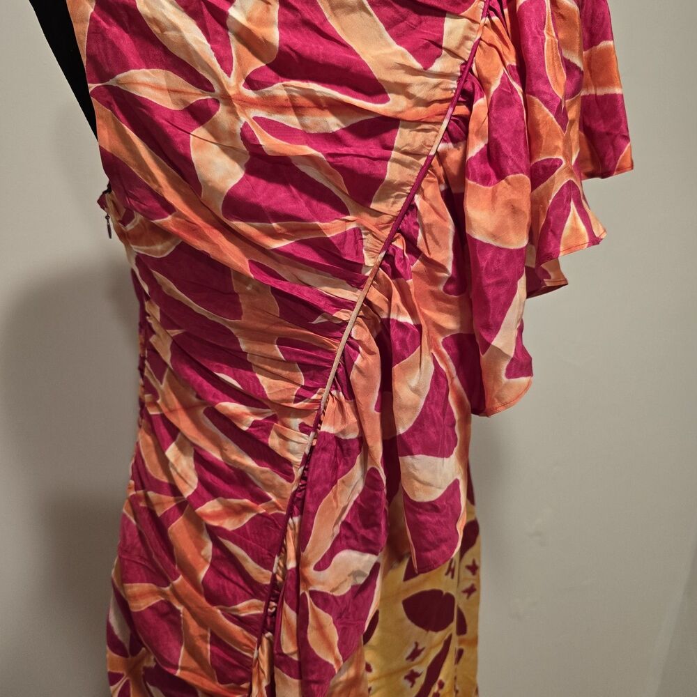 Ulla Johnson Lali Handmade 100% Silk Gown Dress Tigerlily Sz 6 One Shoulder Maxi - Picture 8 of 16